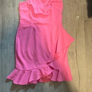 Pink ruffle dress from boutique strapless